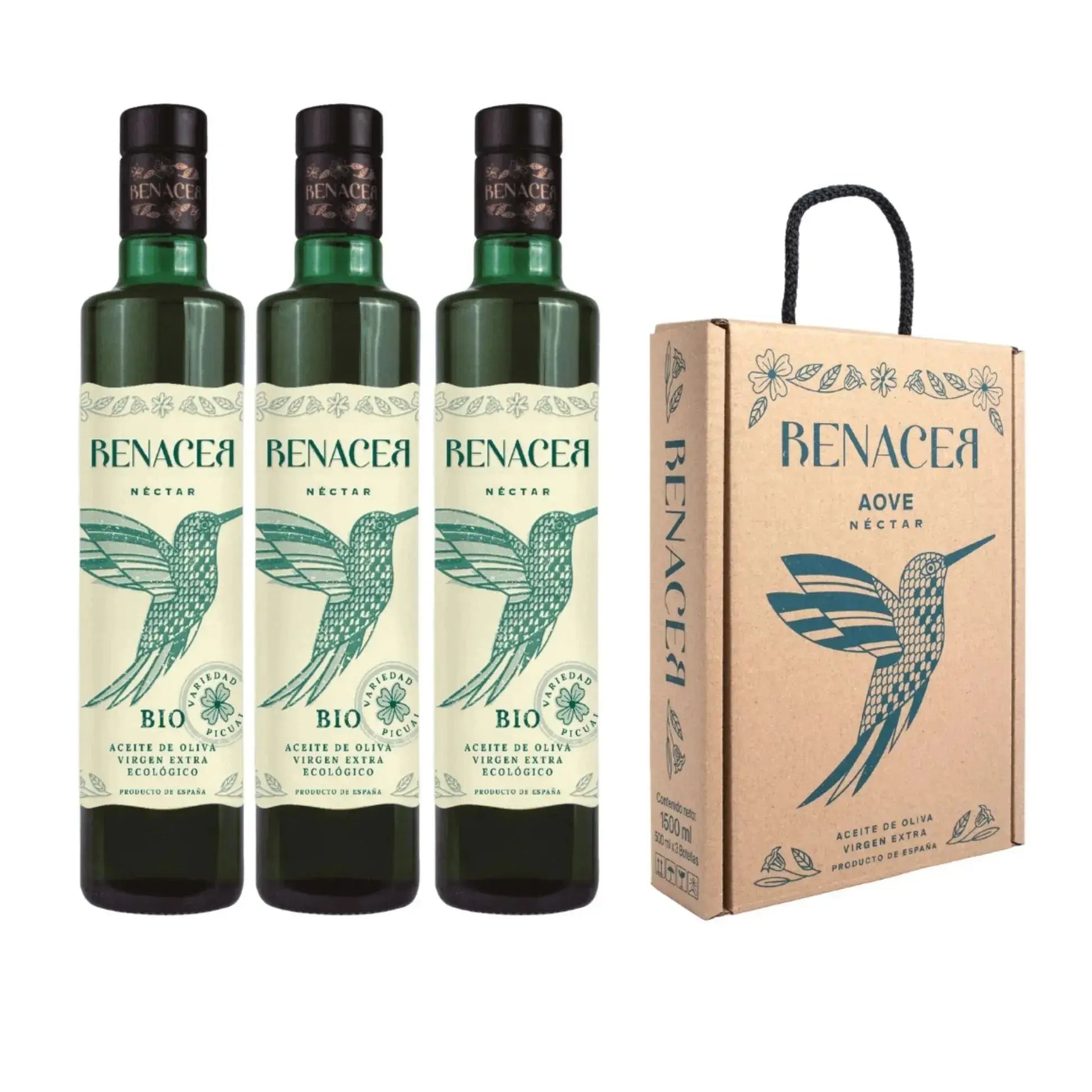Estuche Regalo AOVE Picual Ecológico 3 Botellas | Aceites Renacer