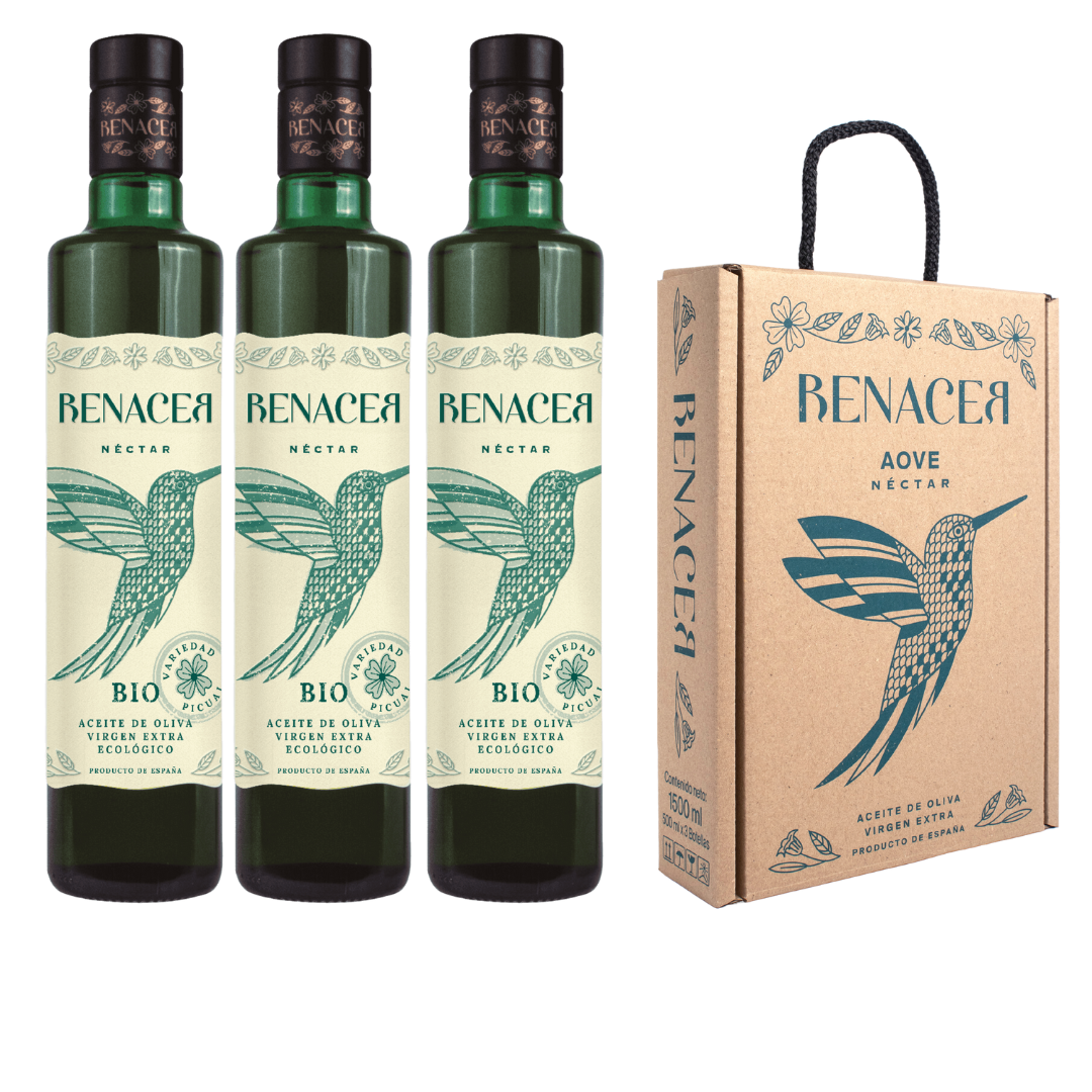 Estuche de 3 botellas de 500 ml de aceite de oliva virgen extra ecológico
