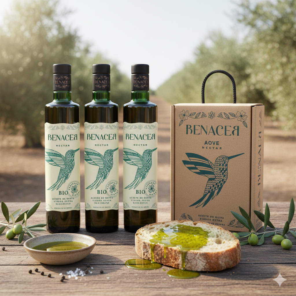 Estuche de 3 botellas de aceite de oliva virgen extra ecológico para regalo
