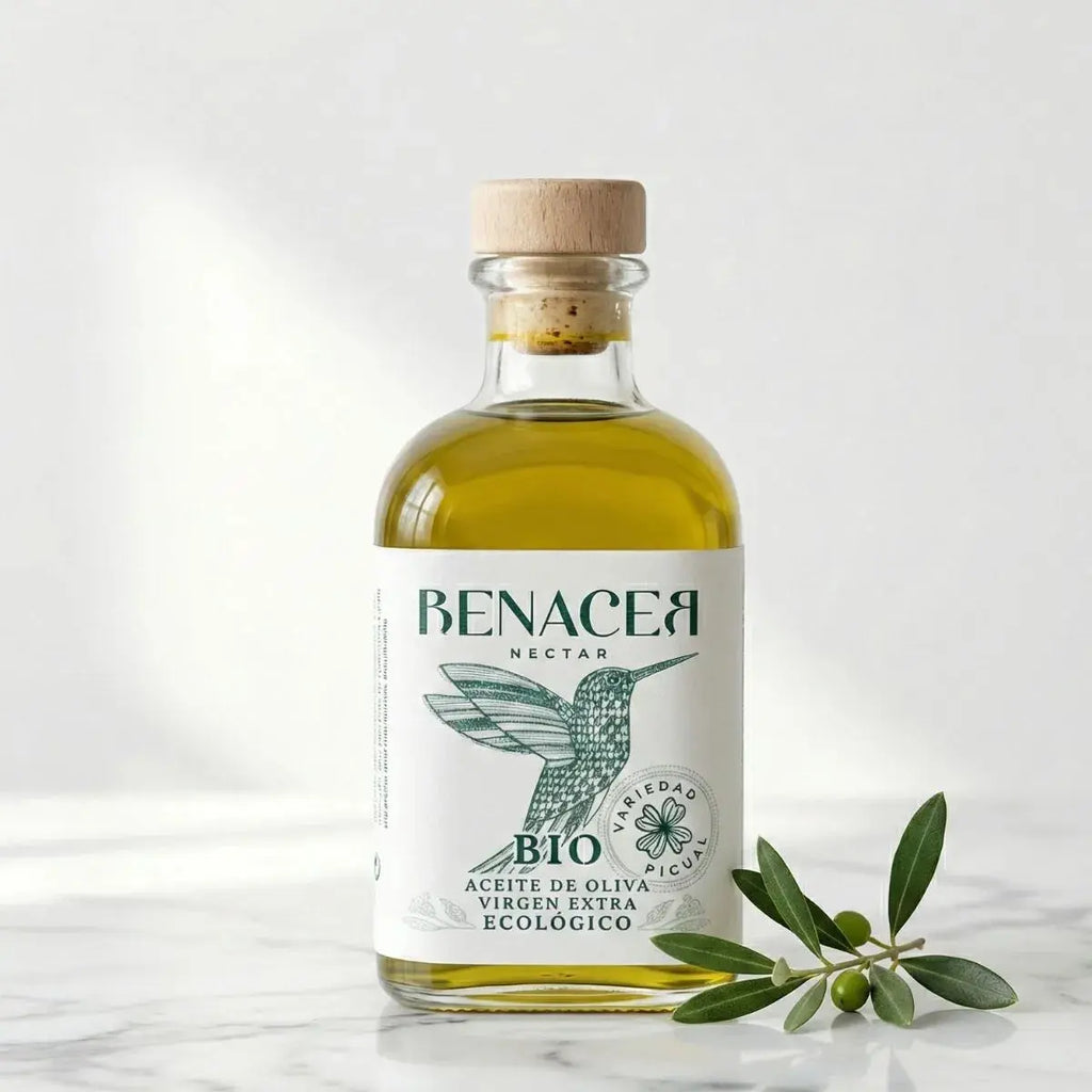 Frasca de aceite de oliva virgen extra ecológico 100ml para detalles de boda originales Aceites Renacer