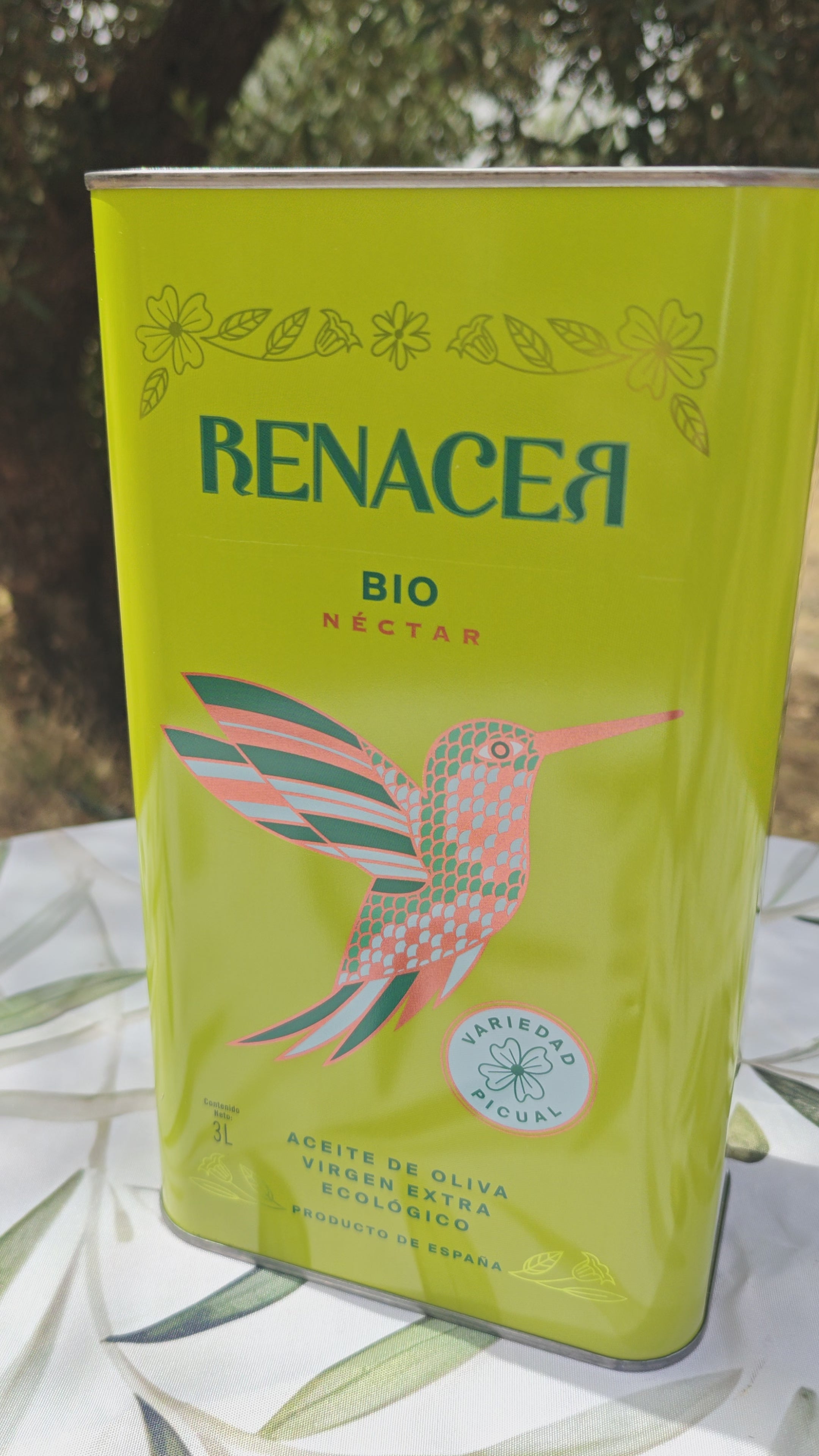 Aceite de Oliva Virgen Extra Ecológico Picual Cosecha Temprana – Lata 3 Litros