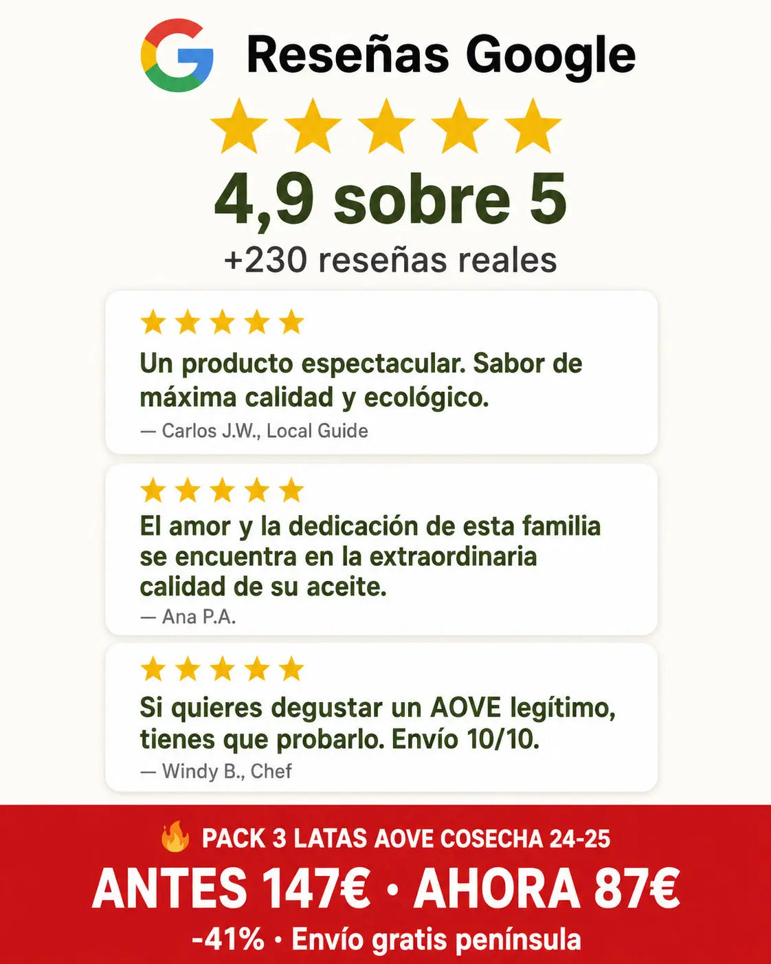 🔥 Pack 3 Latas 3L AOVE Picual Ecológico Cosecha 24-25 – Oferta Rotación | Aceites Renacer