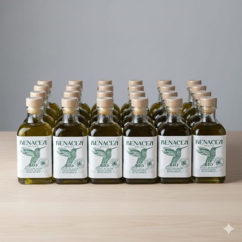 "Pack de 24 botellas de 100ml de aceite de oliva virgen extra ecológico premium Renacer