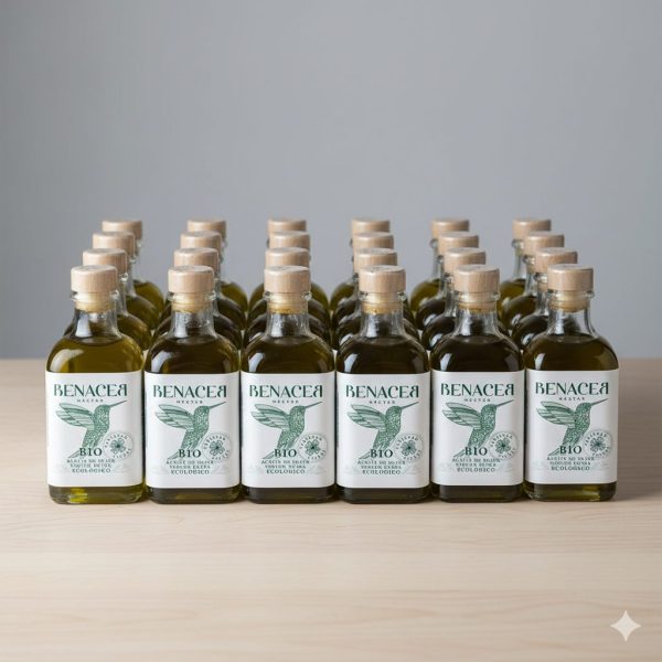 "Pack de 24 botellas de 100ml de aceite de oliva virgen extra ecológico premium Renacer